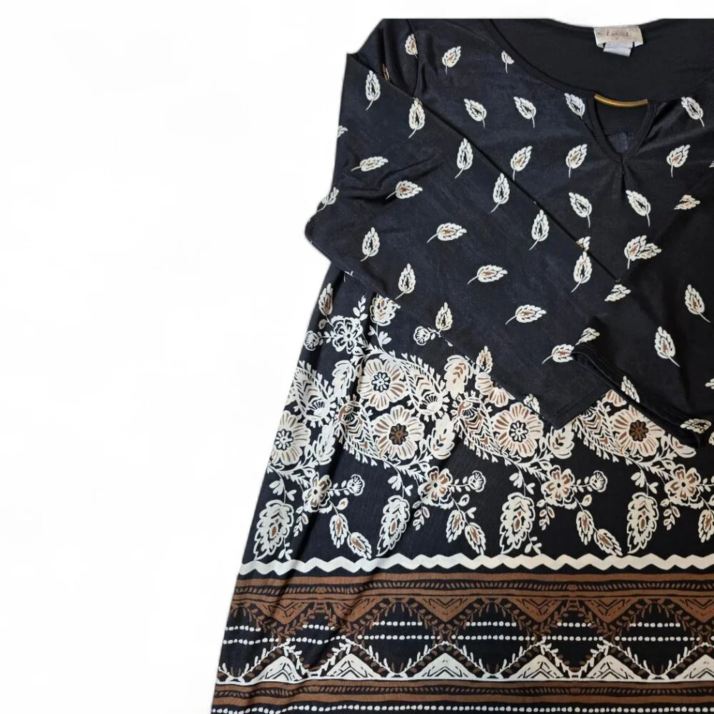 Lavish Black Bohemian Floral Tunic Top – Women's Size 1X - Picture 3 of 13